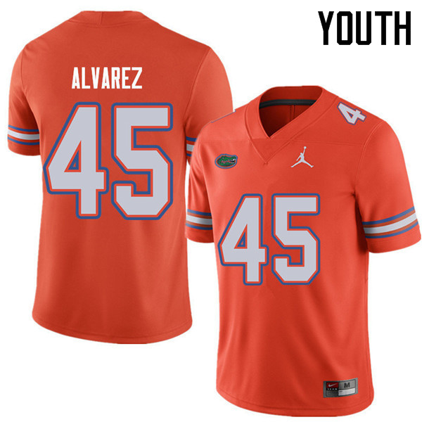 Jordan Brand Youth #45 Carlos Alvarez Florida Gators College Football Jerseys Sale-Orange - Click Image to Close